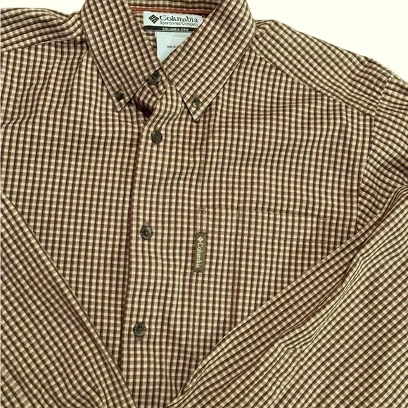 Columbia Long Sleeve Plaid Button Up Shirt Burnt Orange Sz Small - Picture 4 of 4